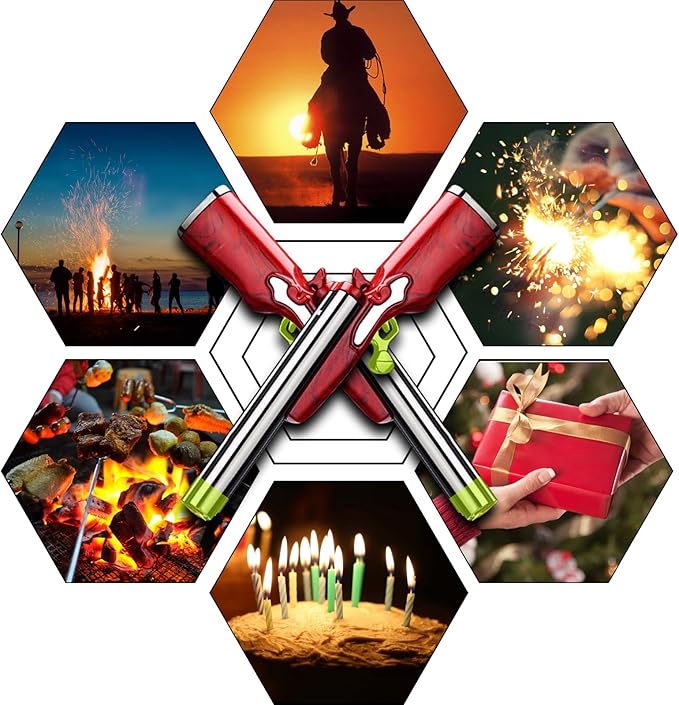 Cool Butane Torch Lighters,Vintage Novelty Lighter, Refillable & Adjustable,Unique Mini Lighter for Men Fireplace Candles Camping BBQ (No Gas) (Red Pattern)