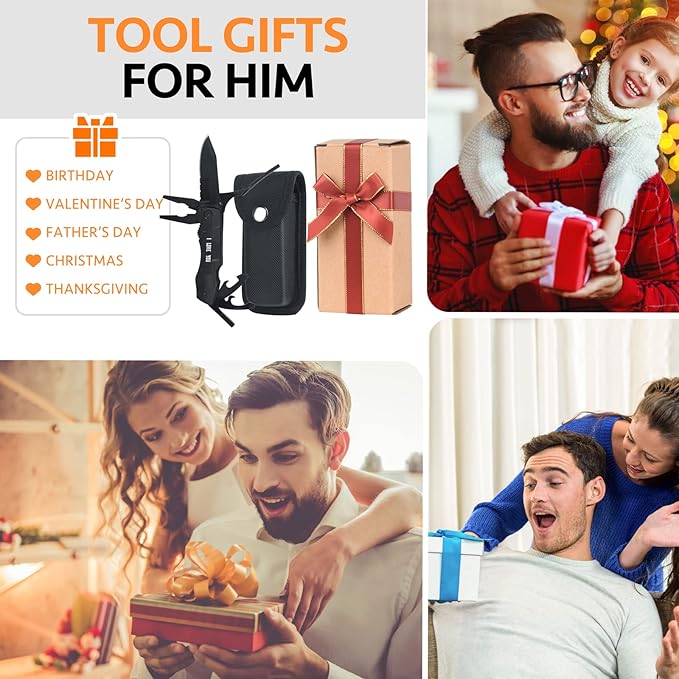 Birthday Gifts for Men Dad, Multitool Pliers Folding Pocket Knife,Christmas Gifts for Dad,Stocking Stuffers for Husband Boyfriend Him,Cool Gadgets Practical Gifts for Outdoor