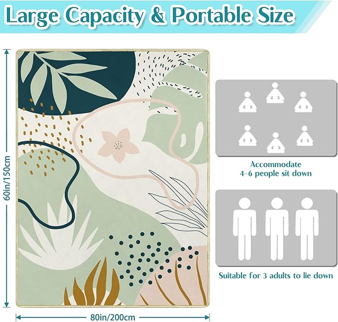 Boho Picnic Blanket Waterproof Foldable Extra Large Picnic Mat Beach Blanket 60"x80" for Camping Beach Hiking Patio Party Outdoor Decor Gifts