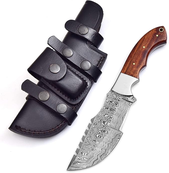 Poshland TR-177 Custom Handmade Damascus Steel 10 Inches Tracker Knife (Wooden)