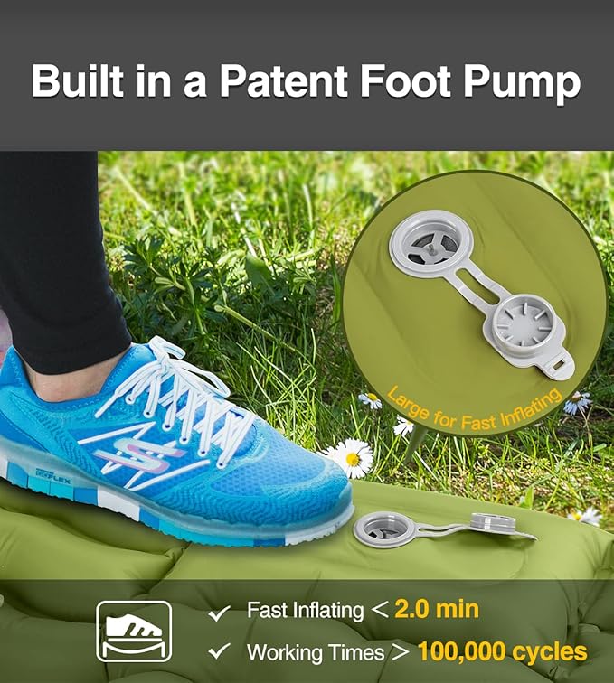 Luxtude Sleeping Pad for Camping, 4" Thick Queen Camping Mattress, Double Sleeping Pad for 2 Person, Inflatable Camp Mattress with Foot Pump, Air Mat for Adults - Backpacking/Car Traveling/Hiking