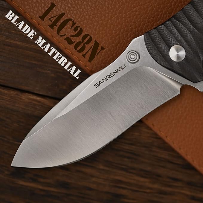 SRM SANRENMU 1006 NEW Pocket Folding Knife 14C28N Blade Flipper Ball Bearing Outdoor Camping Survival Tool EDC (Black)