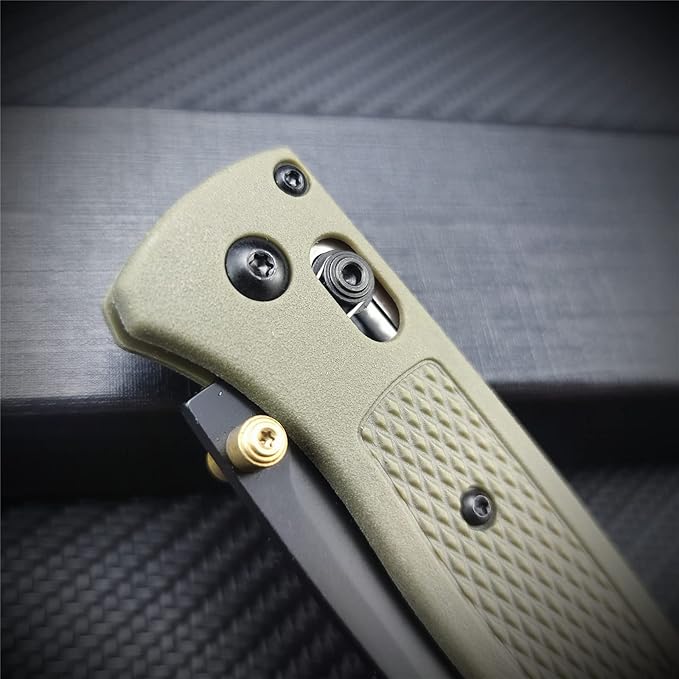 Axis Lock Knife EDC Folding Pocket Knives For Men, Coated Finish Blade, Green Grivory Fiberglass Super Lightweight Handle With Belt Clip, Everyday Carry Thumb Studs Manual Open