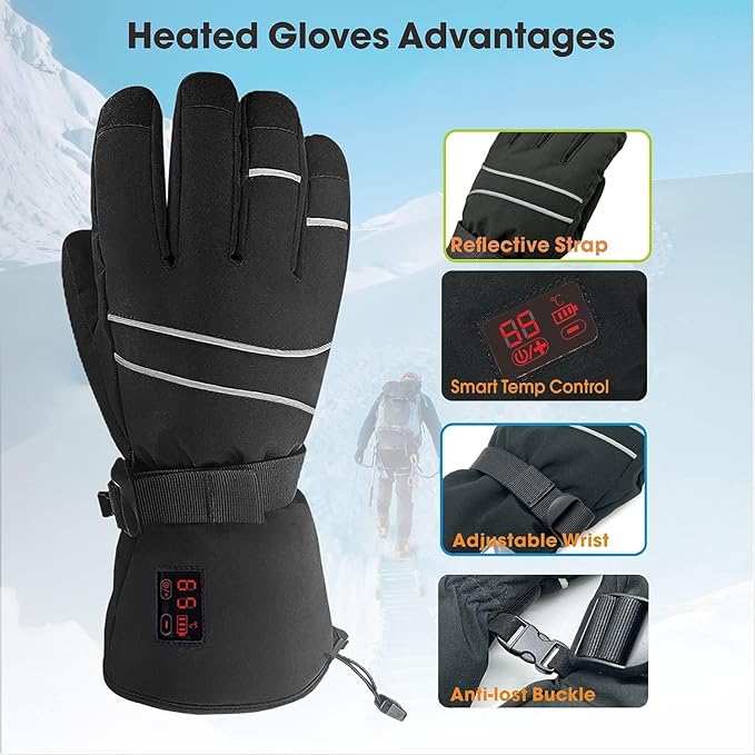 Heated Glove Liners, Rechargeable Electric Battery Operated Heated Gloves for Men Women Thin Hand Warmers for Work Skiing Hunting Fishing Arthritis