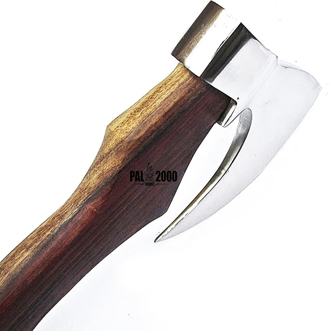 HUN-9974 Custom Handmade Viking Hatchet Axe Carbon Steel Head Bearded Camping Tomahawk Battle Ax with Sheath Ideal Gift for Men