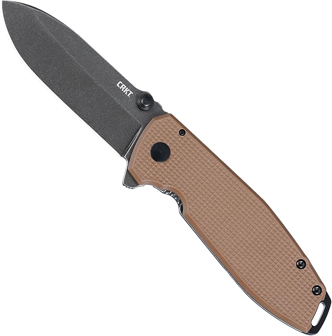 CRKT Squid Assisted Opening Folding Knife: Drop Point with D2 Steel Blade, G10 Handle, Frame Lock, 2495B