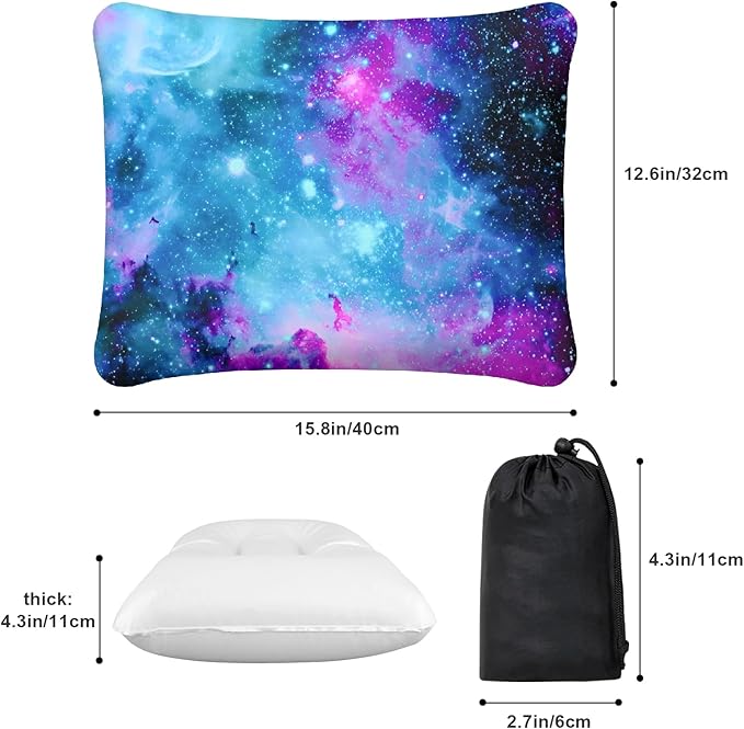 Inflatable Camping Pillow, Patterned Travel Backpacking Pillow, Lightweight & Portable Hiking Beach Pillow, Travel Camping Essential Accessories for Adult & Kids