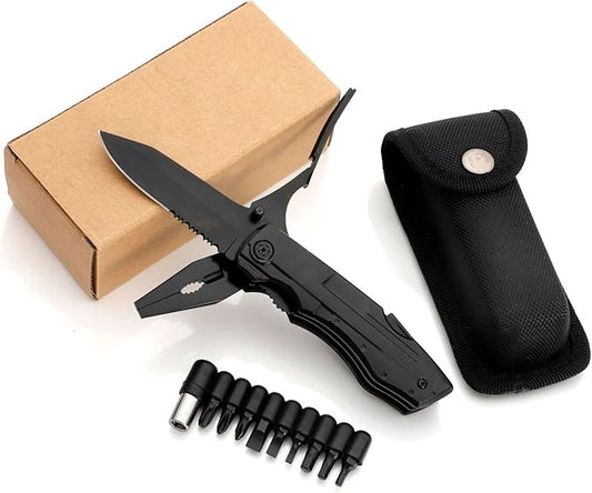 All In One Tool Multitool Needle Nose Plier, Stripper, Wire Cutter,Bottle Opener,Can Lifter,Saw Blade,Medium Screwdriver,Knife For Outdoor, Survival, Camping, Hunting and Hiking