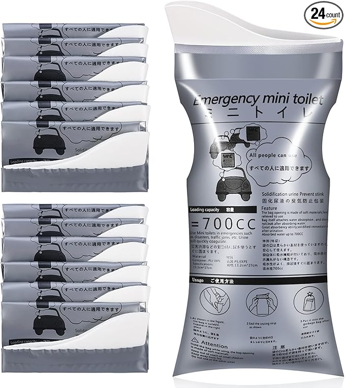 OUMEE 28/23/20/12/8 Pack Disposable Urine Bags, 700ML Travel Pee Bags Unisex Urinal Bag Vomit Bag for Travel Traffic Jam Emergency Portable Camping Urinal Bags for Men Women