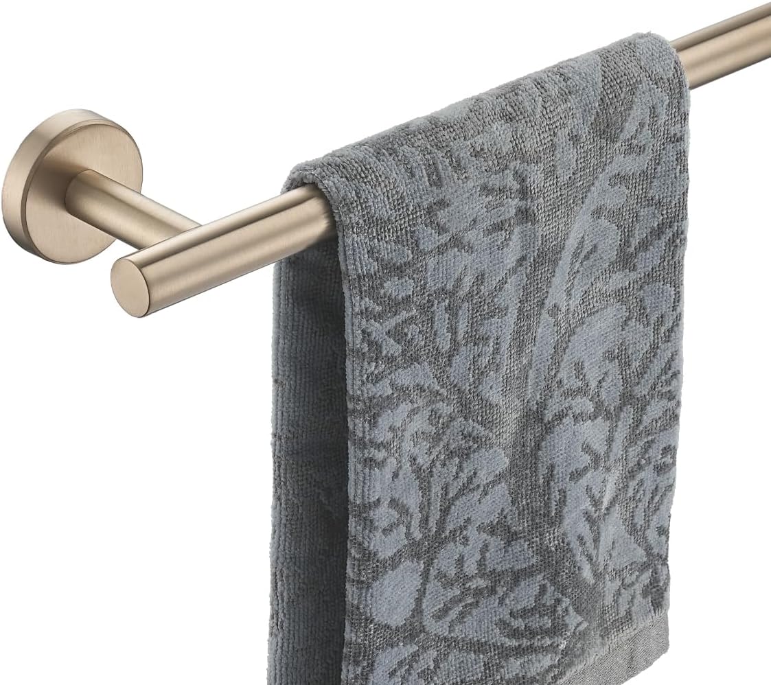JQK Champagne Bronze Towel Bar, 12 Inch 304 Stainless Steel Thicken 0.8mm Towel Rack Bathroom, Towel Holder Wall Mount, Useable Length 9 Inch, TB110L9-CB
