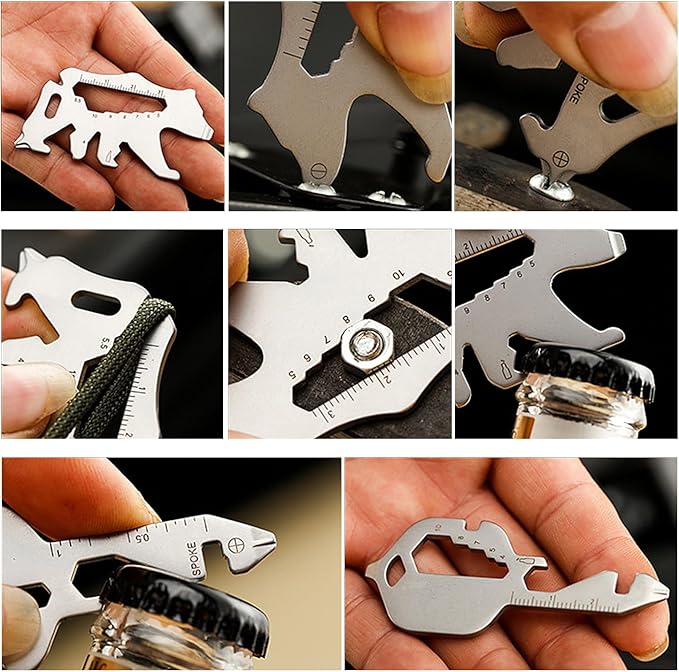 KSKEPE Stocking Stuffers for Men Adults,12 in 1 Keychain Multi-tool,White Elephant Gifts,Christmas Gifts Bottle Opener Camping Gadgets EDC Tools for Men Him Dad Husband Boys Teens-Bear