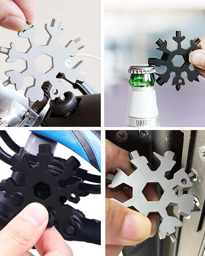 Gifts for Men Women, 2 Packs 18-in-1 Snowflake Multitool, Birthday Gifts for Adults Him Dad Husband, Cool Gadgets for Men Who Have Everything