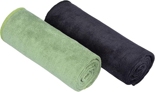 Home Gym Towel for Sweat Men Women Microfiber Yoga Towels Sports Towel Set Quick Dry Exercise Cycling Travel Camping Towel Fast Drying 2-Pack (Black+Army Green 2-Pack)