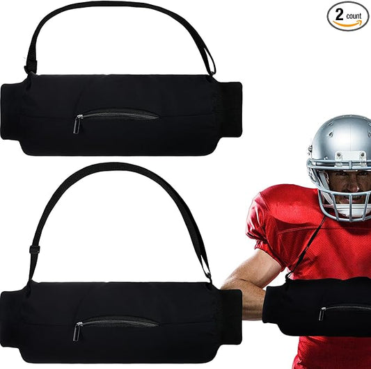 2 Pcs Football Hand Warmer with Zipped Pocket and Adjustable Waist Strap Lightweight Unisex Handwarmer Reusable Hand Muff Pouch for Cold Weather Baseball Hiking Camping, Black