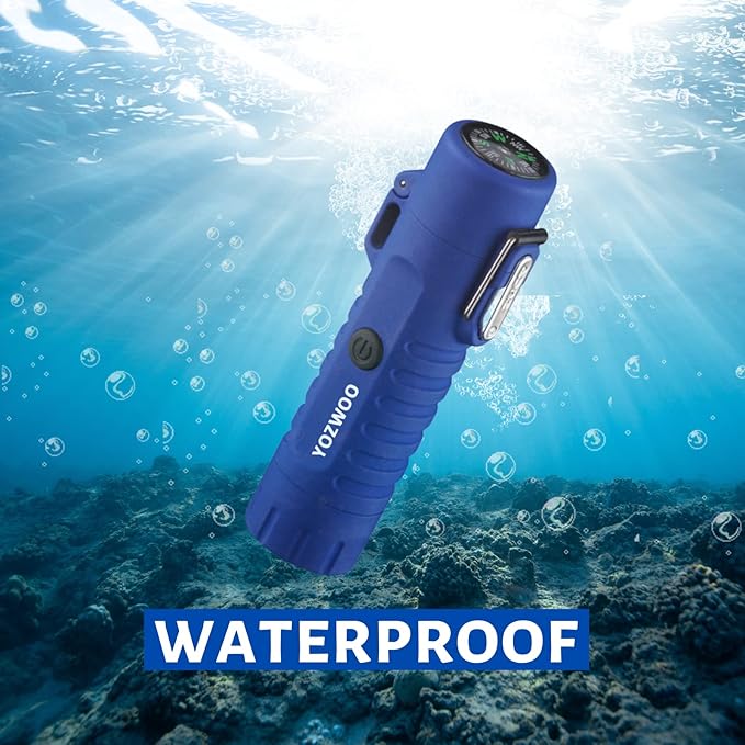 YOZWOO Dual Arc Lighter Rechargeable Plasma Electric Lighter Waterproof Windproof Flameless Cool Lighter with LED Flashlight and Survival Compass for Outdoor,Camping, Hiking,Traveling（Blue）