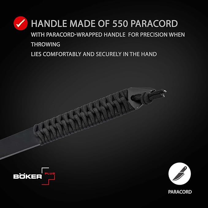 BOKER Plus® Mohican - Throwing Axe Set of 3 Black - Double Axe Made of 3Cr13 Steel with Sheath - Bushcraft, Camping, Outdoor & Survival Axe - Hatchet Axe Kit for Throwing Training