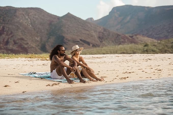 Nomadix Festival Blanket - Perfect for Picnics, Camping, & Lawn Seating - Plush Top & Water Resistant Base - Made with Post Consumer Recycled Materials - Agua Blue - 60x70 in