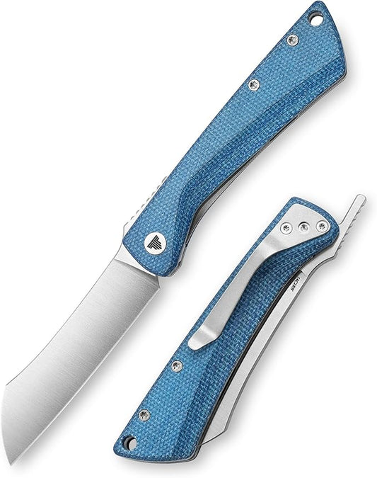 Higonokami Folding Pocket Knife for Men，3.3" 14C28N Satin Camping EDC Knives with Clip Micarta Handle，Norma-04L