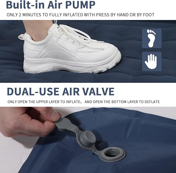 Sleeping Pad for Camping, Extra Thick 5 Inch Camping Mat Sleeping Mat Camping Sleeping Pads with Built-in Foot Pump for Camping,Hiking,Tent,Traveling