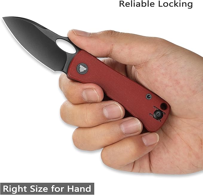 Pocket Knife for EDC,2.04in 14C28N Steel Blade,Red G10 Reversible Deep Carry Clip Handle,Folding Thumb Hole Knives for Men and Women，Andromeda-03RG