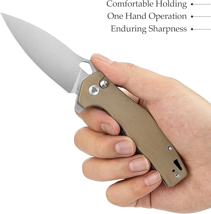 Folding Pocket Knife for Men, EDC Knife with Clip，Camping Tool, 3.16" Sandvik 14C28N Steel Blade，G10 Handle，Corvus-03N