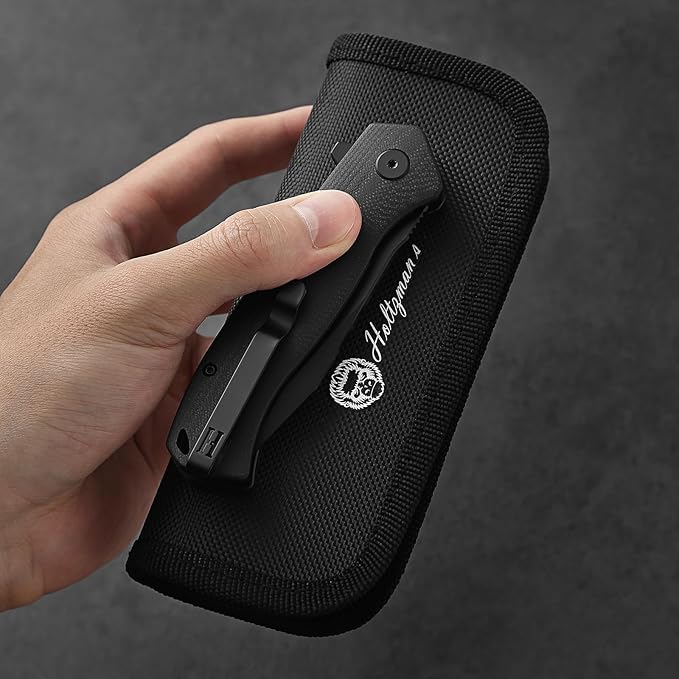 Holtzman's Gorilla Survival Folding Knife D2 Steel Blade G10 Handle Pocket Knife EDC Giftset for Men and Women (black blade + black handle)