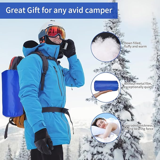Cold Weather Sleeping Pad, Insulated Sleeping Pad R Value 6.9, Backpacking Sleeping Pad for Camping Cold Weather