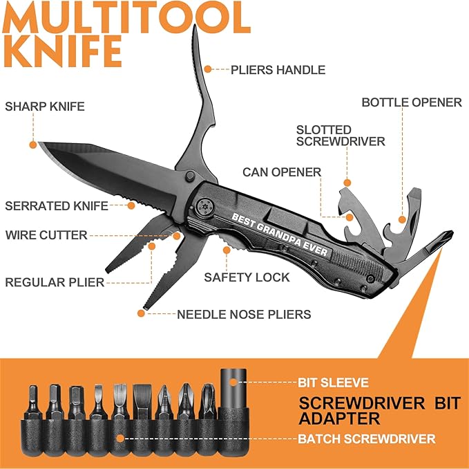 Grandpa Gifts - Grandpa Fathers Day Gift, BEST GRANDPA EVER Multitool Knife - Birthday Gifts for Grandpa, Best Grandpa Gifts - Grandparents Gifts, Grandpa Gifts from Grandchildren