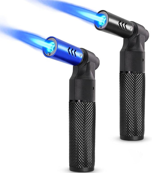 Luxgaze 2 Pack Butane Torch Lighters Refillable Jet Flame Portable Butane Torch Mini Refillable Windproof Lighters for Camping Baking Culinary Soldering Cooking Welding BBQ Grill(Gas not Included)