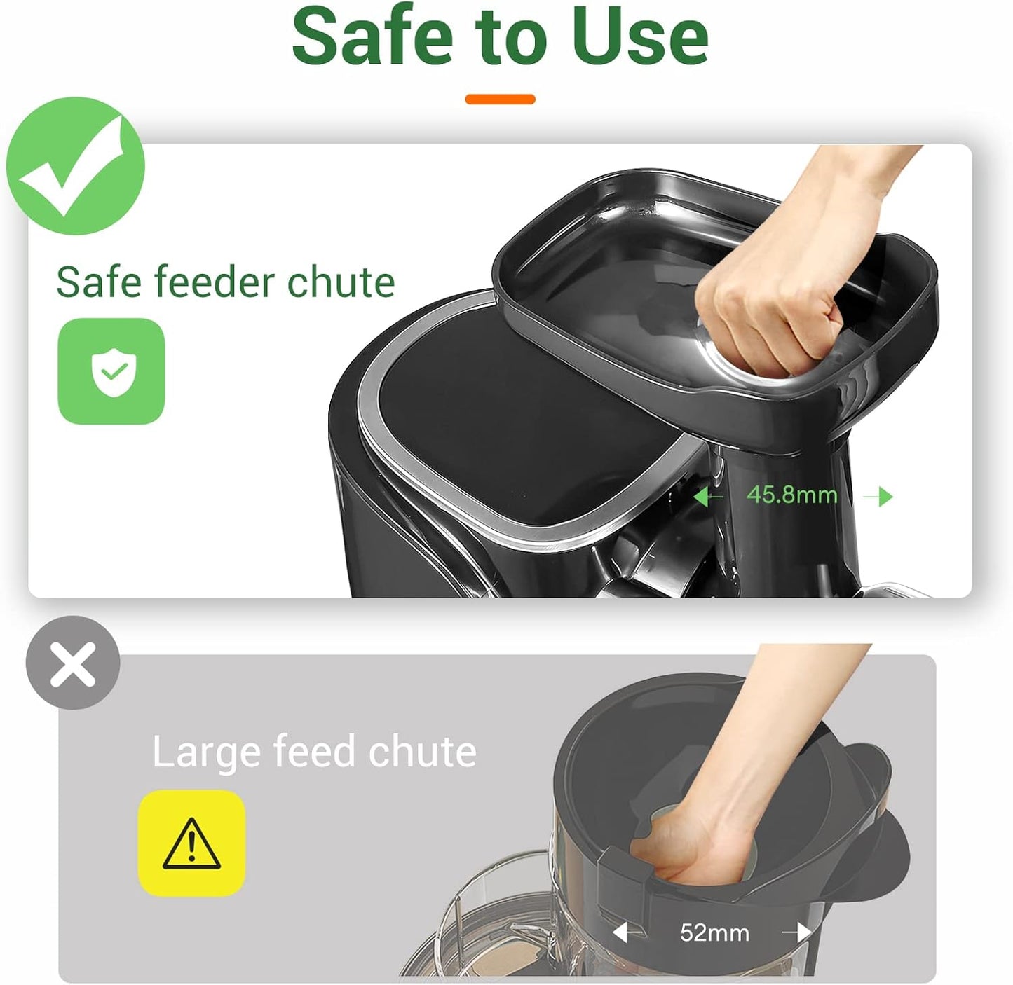 Juicer Machines, AMZCHEF Slow Cold Press Juicer with 2 Speed Modes, Travel bottles(500ML),Easy to Clean Brush & Quiet Motor for Vegetables & Fruits,Matte Black