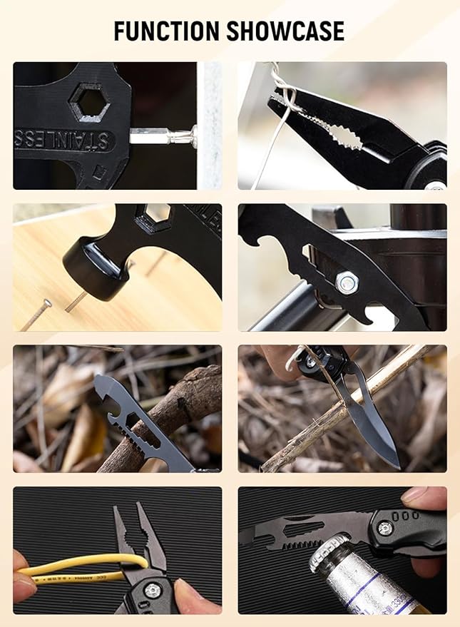 All in One Survival Tools Hammer, Portable Folding Multifunctional Hammer for Outdoor Hiking and Camping, Vehicle Mounted Emergency Claw Hammer Gadgets Accessories