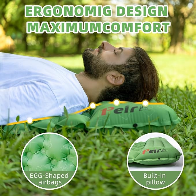 Camping Sleeping Pad, Ultralight Camping Mat with Pillow Built-in Foot Pump Inflatable Sleeping pad for Backpacking，Hiking，Traveling Tent
