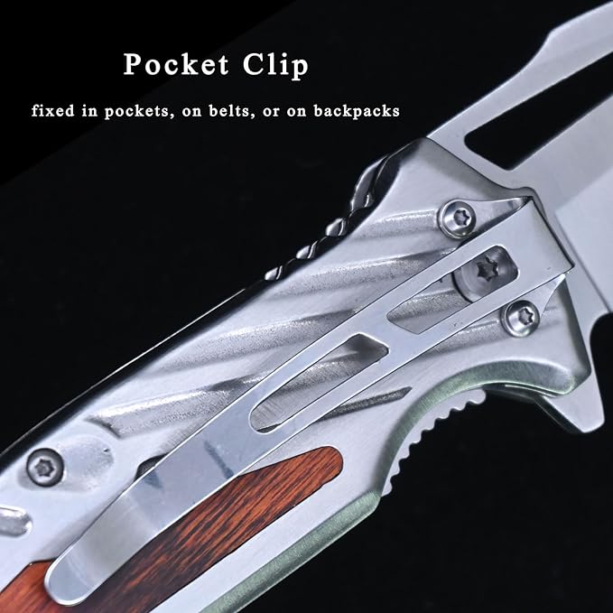 Pocket Knife - EDC, Tactical Knife with Clip, Folding Knife for Camping Hiking, Spring Assisted Knife, Survival Knife for Emergency Rescue Situations, Home Improvements, Gifts for Men & Women