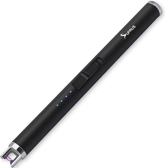 SUPRUS Lighter - Electric Candle USB Type C Rechargeable Lighter with Upgraded LED Battery Display Safety Switch Flameless Plasma Windproof for Cooking BBQs Fireworks