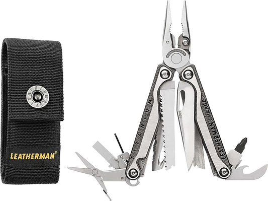 Leatherman Charge Plus TTi - Titanium multi-tool with all locking tools including knives, pliers, saw and screwdriver, camping and fishing tool made in the USA, in stainless steel