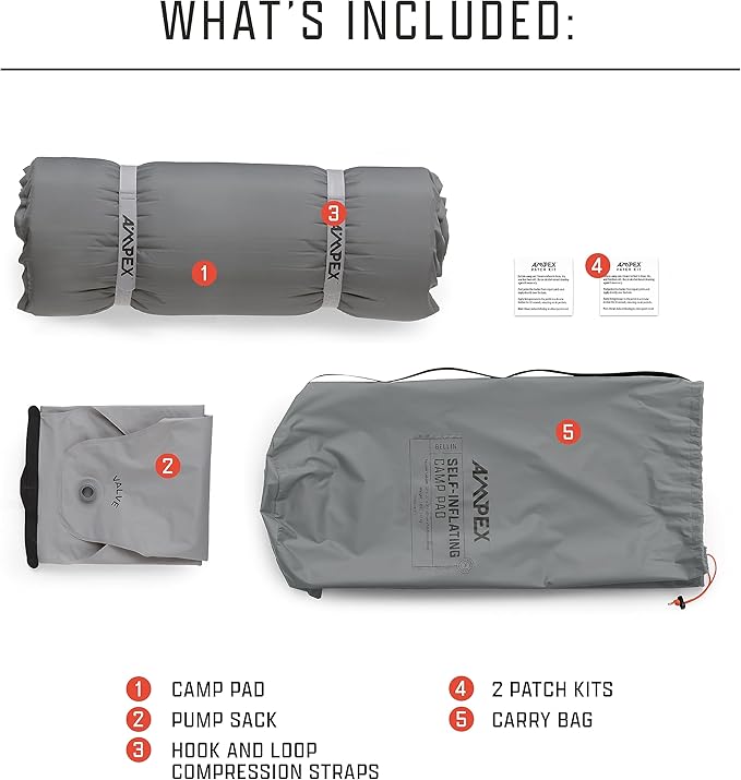AMPEX Camping Pad Self Inflating | Camping Mattress, Sleeping Pad for Camping, Backpacking, Hiking, Air & Foam Filled, Camping Bed for Tents & Cot, Camping, Backpacking Gear (Long/Wide Size)
