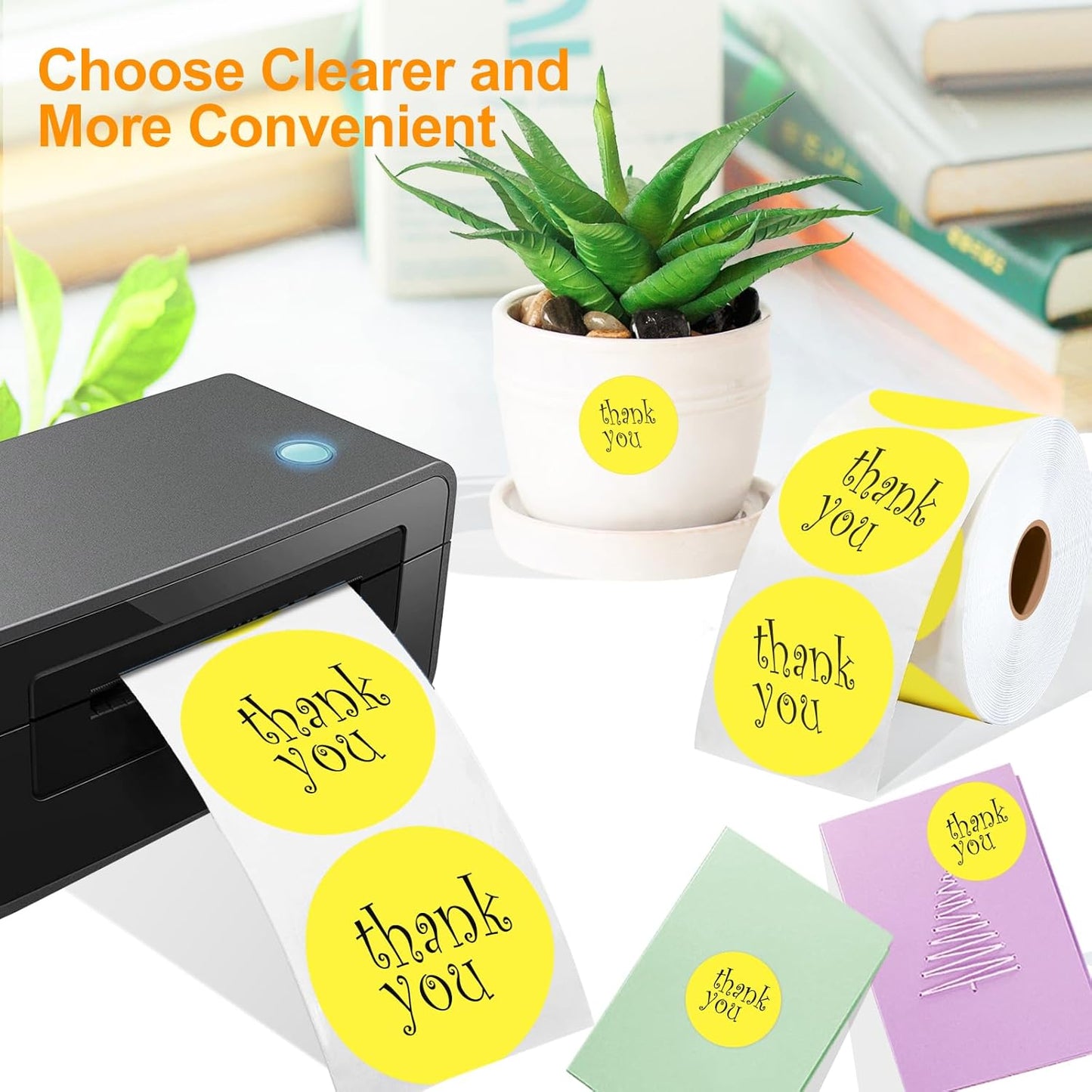 2 Inch Circle Thermal Sticker Labels, 2" Self-Adhesive Round Thermal Stickers for Business-750 Labels/1 Roll (Yellow)