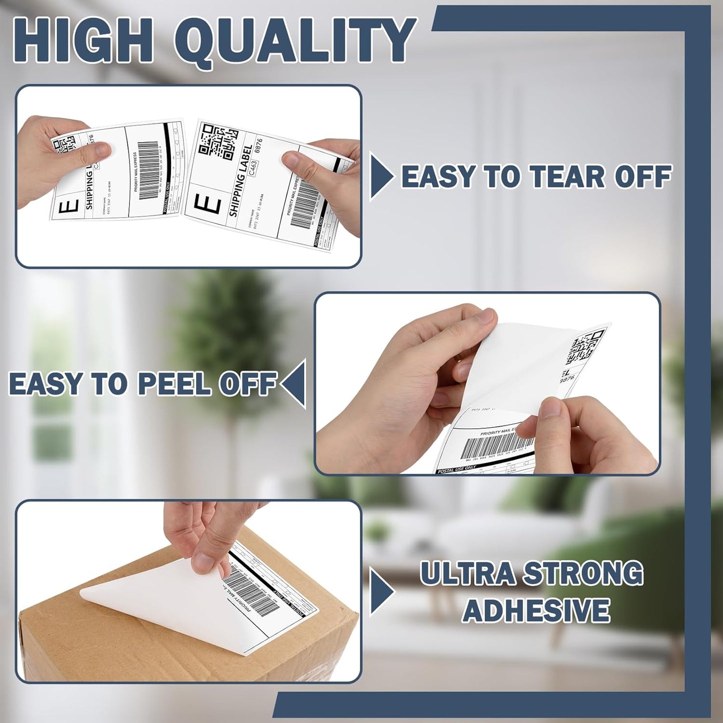 JTIEO 2" x 4" Sticker Labels Direct Thermal Labels 200Pcs Shipping Label, Compatible with Zebra & Rollo Label Printer