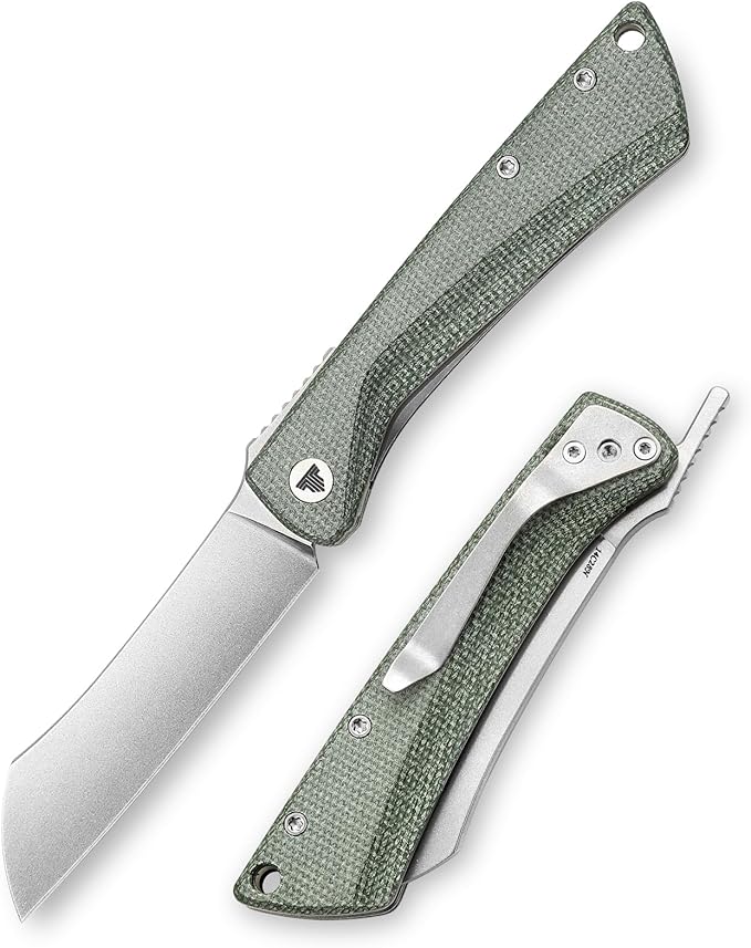 Higonokami Folding Pocket Knife for Men，3.3" 14C28N Stonewash Camping EDC Knives with Clip Micarta Handle，Norma-04G