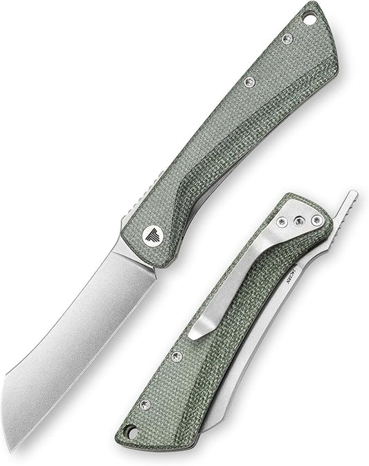Higonokami Folding Pocket Knife for Men，3.3" 14C28N Stonewash Camping EDC Knives with Clip Micarta Handle，Norma-04G