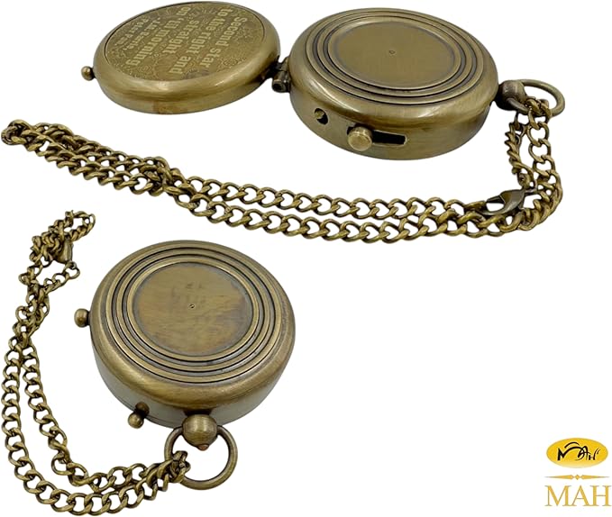 Second Star to The Right J. M. Barrie, Peter Pan Engraved Handmade Brass Compass for Birthday, Graduation Day, Confirmation Gift, Valentine Gift Parting Gift and Campion, Hiking Compass with Case