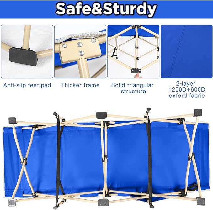 Wenqik 2 Pack 450lbs Max Load Camping Cot for Adults with Carry Bag Portable Folding Outdoor Sleeping Cot Heavy Duty Bed for Traveling Camp Military Office Nap Beach Home Lounging
