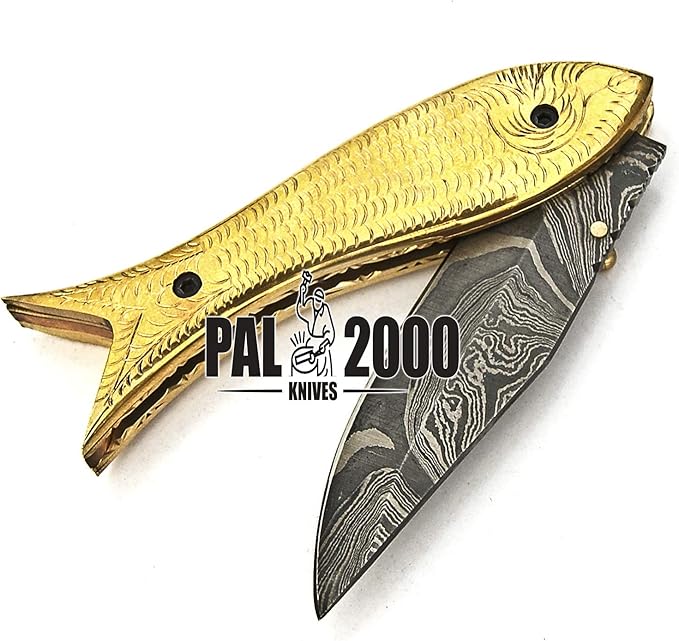 PAL 2000 KNIVES FOL-9573 Handmade Damascus Folding Custom Pocket Knife for Camping Fishing Outdoor Knife with Sheath