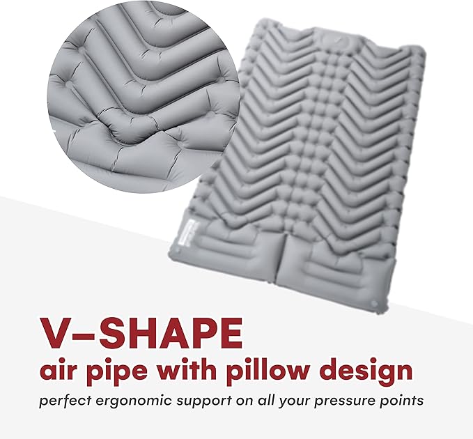 Sleeping pad for Camping 2 Person - Large self Inflatable Mattress Camping - Lightweight Camping Bed for Adults - Ideal for Backpacking Adventures