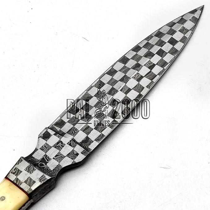 PAL 2000 KNIVES DAM-9719 Custom Handmade Forged Damascus Steel Fixed Blade Hunting Dagger Sharp Edge Knife With Sheath