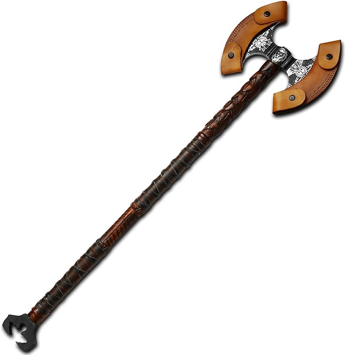 MDM-Ax107 Double Headed Axe | Double Sided Axe Custom Gift High Carbon Steel Viking Axe with Rose Wood Shaft, Double Edge Axe