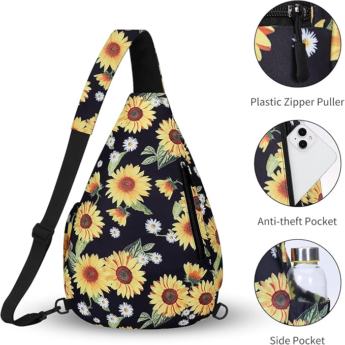 HUA ANGEL Crossbody Sling Bag for Men & Women Lightweight Waterproof Chest Shoulder Bag for Travel Hiking & Everyday Use