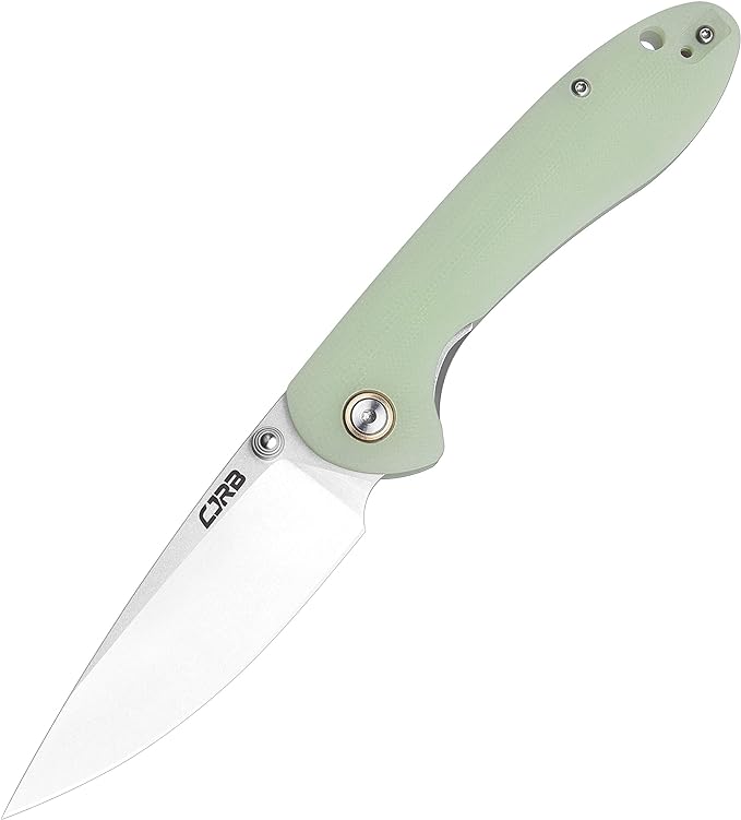 CJRB Folding Knife Feldspar Pocket Stonewash D2 Steel Blade G10 Tactical Handle EDC Knife Green-Large (J1912)