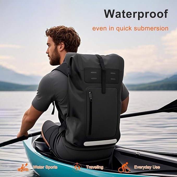 Waterproof Backpack，Heavy Duty Hiking Backpack，35/55/85L dry bag backpack waterproof for Men，Roll-Top Closure，for Kayaking, Travel, Hiking, Fishing, Camping, Motorcycles (green, 35L)