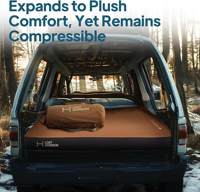 LOSTHORIZON Air & Foam Camping Mattress, Self-Inflating Sleeping Pad, 4.5" Thick, with Pump Sack, Full